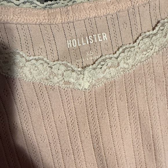 Hollister Light Pink Lace Trim Long Sleeve Top - Picture 3 of 3